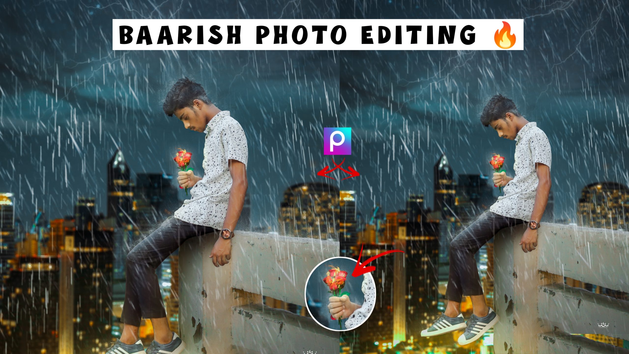 Baarish Photo Editing in PicsArt Download Background And PNG